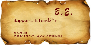 Bappert Elemér névjegykártya